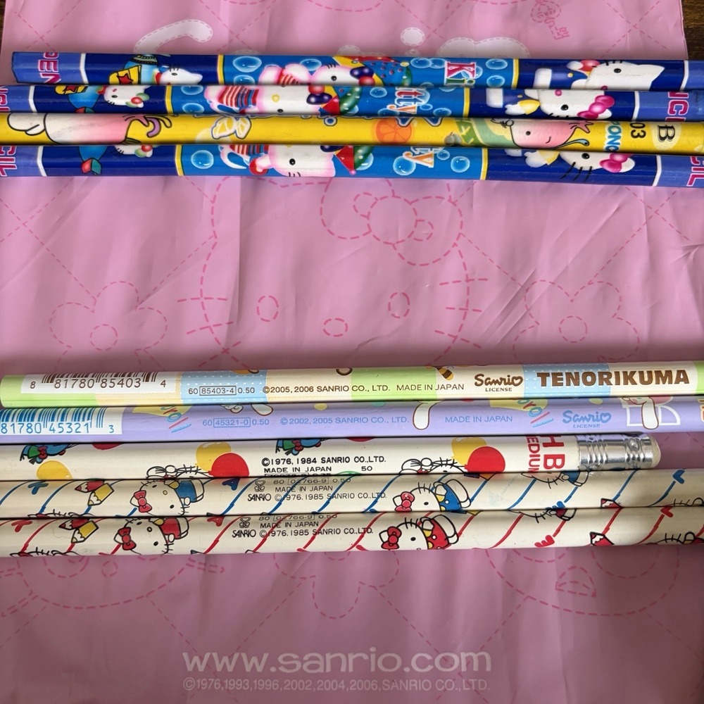 Vintage Collectible Sanrio Hello Kitty Wood Pencil (5) Various Dates Plus Extras